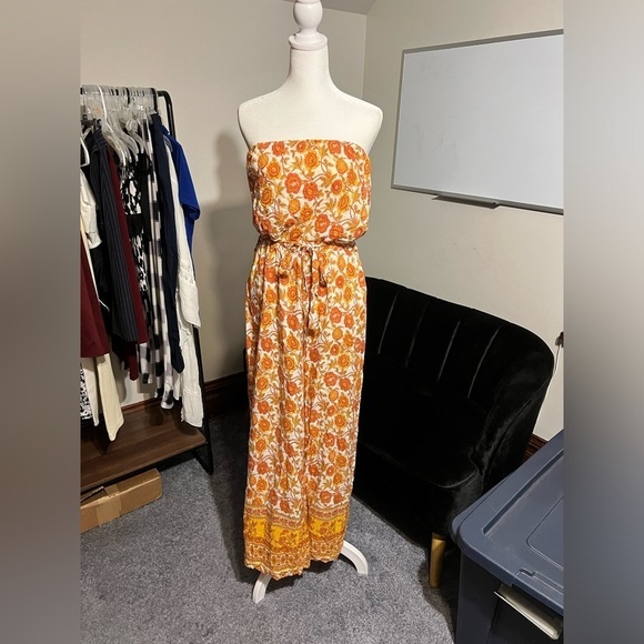 Simplee Apparel Pants - Floral Strapless Jumpsuit